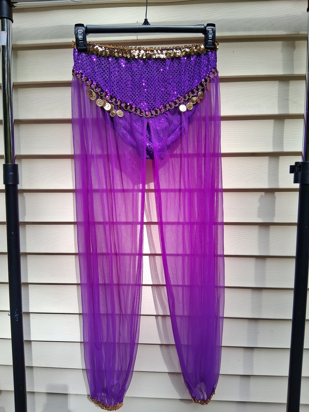 Halloween Costume Purple Belly Dancer/Genie Pants Elastic Waist Fits 26" To 34"